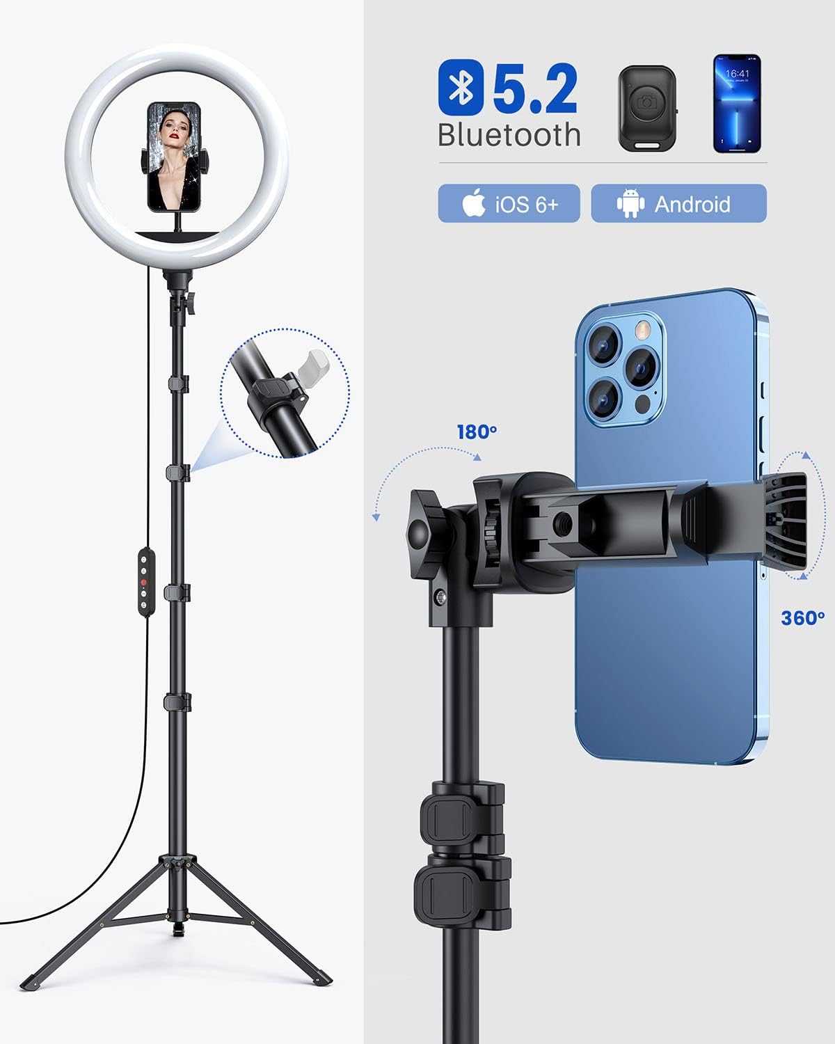 P100-RGB 10'-Inch RGB Selfie Ring Light with 1.9M Tripod Stand for (YouTube, Instagram Reels, TikTok)