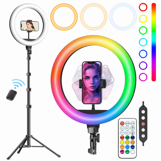 P100-RGB 10'-Inch RGB Selfie Ring Light with 1.9M Tripod Stand for (YouTube, Instagram Reels, TikTok)