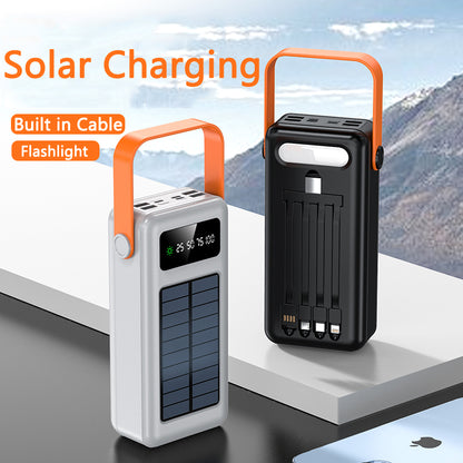 Ultimate 100000mAh Solar Powerbank with Mounted Light & 1:4 USB Cables